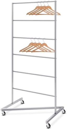 DoubleFill 6 Tier Z-truck Hanger Organizer Stacker Clothes Hanger Holder Hold up 350 Wire Hangers, Stainless Steel Rack Stand Mobile Rack for Laundry Rooms Malls Boutiques 30" W x 22" D x 65 ½"h by DoubleFill