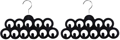 Velvet Scarf Storage Organizer for Closet (Pack of 6), Black | by Home Basics | Scarf Holder for Scarves and Ties | Slim Scarf Hangar Useful for Belts and Jewelry by HomeBasics