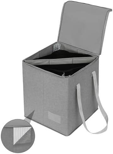 Qozary Clothes Hanger Organizer Bag-Rigid Hanger Storage Containers with Lid for Dustproof, Large Sturdy Hanger Caddy Organizer Box with Handle by Qozary