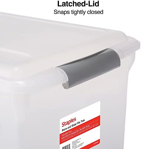 Staples Store & Slide Hanging File Box, Latch Lid, Letter/Legal, Clear - Image 4