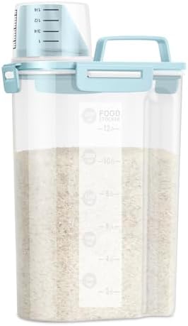 LEAWALK Airtight Rice Container 3-5Lbs, 3Qt Flour Storage Bin BPA free-Blue by LEAWALK