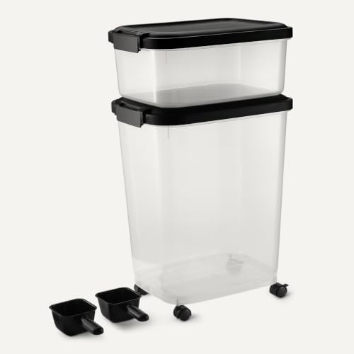 Amazon Basics Pet Food Storage Container Set, 30lbs and 10lbs with Scoop, for Dogs and Cats - Image 3
