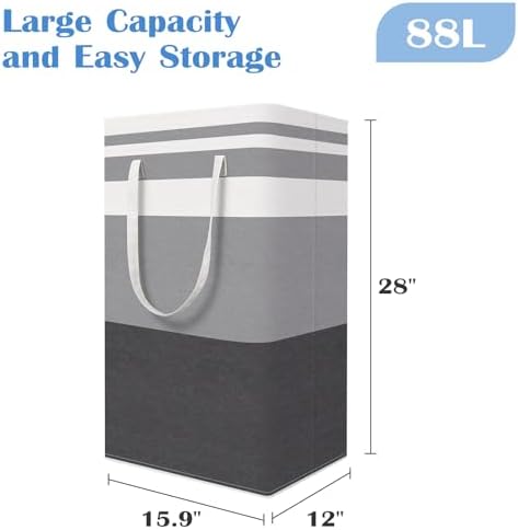 BlissTotes 3-Pack Laundry Basket, Collapsible Laundry Hamper, Grey, 88L - Image 2