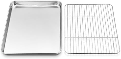 Onader 9x13IN Stainless Steel Quarter Cookie Sheet Pan with Wire Rack Set by Onader
