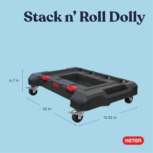 Keter Stack-n-Roll Dolly – Heavy-Duty Rolling Base Cart with Locking Wheels | Modular Mobile Workstation & Tool Storage Platform | Durable, Easy-Glide Design for Garage, Jobsite & Workshop - Image 2