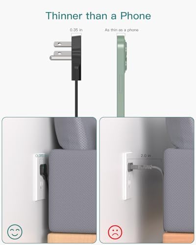 Extension Cord Flat Wall Plug - Surge Protector Power Strip with 12 Outlets - Image 3