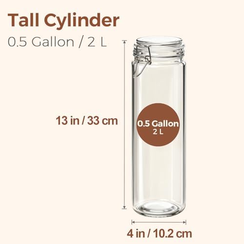 ComSaf Tall Glass Pasta Containers with Airtight Lids 68 oz 3 Pack Canister - Image 2