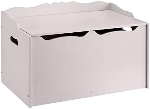 Amazon Basics Kids Wooden Toy Storage Chest with Safety Lid, Spacious Organizer for Bedroom, Gray, 30" x 18" x 19" by AmazonBasics
