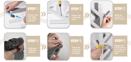Vlush Wall-Mounted Metal Coat Rack with 9 Hooks White coat hooks - Image 3