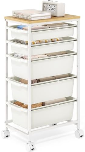 KINGBOARD Slim Rolling Cart with 5 Drawers, Metal Utility Storage Cart by KINGBOARD