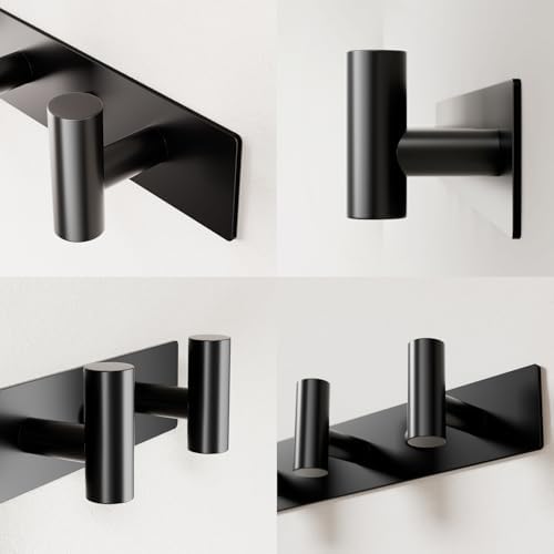 Black Wall Mounted Coat Rack – 5 T-Shaped Hooks on 16.5" Rail, (2 Pack) - Image 5