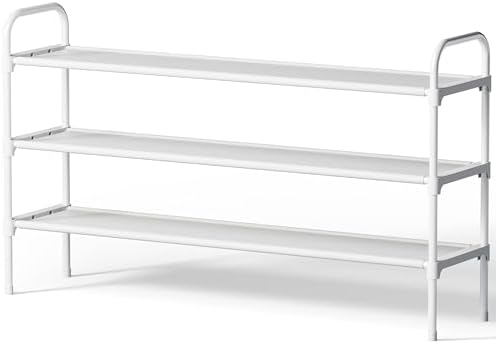 Kitsure Extra-Long Shoe Rack for Closet, 39.0" Wide - 3 Tier, White by Kitsure