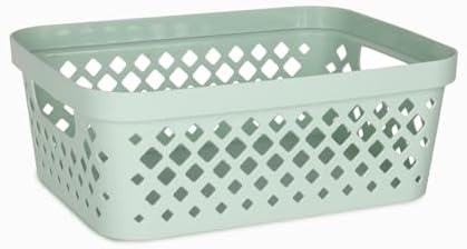 Glad Plastic Storage Basket Set, Value Pack of 6 | Open Storage Bins for Shelves, Bathroom, Pantry, Closet | Nesting Organizer Boxes with Handles, 2 Gallon, Sage - Image 2