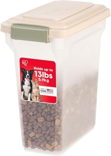 IRIS USA Dog Food Storage Container, Up to 13 lbs, Almond, Made in USA by IRISUSA