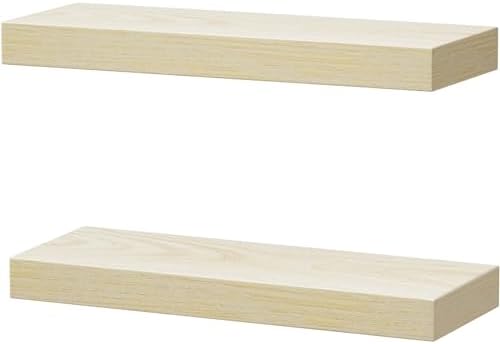QEEIG Bathroom Floating Shelves for Wall (Natural, Set of 2, 15.7") - Image 6