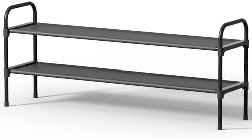 Kitsure Extra-Long Shoe Rack for Closet, 39.0" Wide - 2 Tier, Black by Kitsure