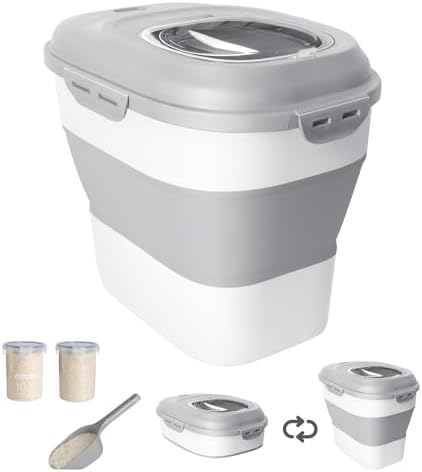 20-50 Lbs Airtight Food Storage Container Wheels,Collapsible Rice Container by DDMOMMYCOLLAPSIBLEFOODSTORAGECONTAINERFAMILY