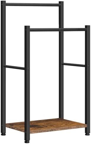 HOOBRO Free Standing Towel Rack for Bathroom, 2 Tier Blanket Rack, 16.5" L x 9.4" W x 31.5" H, Blanket Holder, Drying and Display Rack with Shelf, Rustic Brown and Black BF02LB01 by HOOBRO