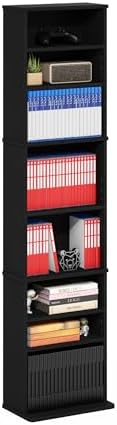 Furinno Jaya DVD Shelf, 9-Shelf Tall Narrow CD Rack, Media Shelf with Adjustable Shelves, DVD Storage Cabinets for CD Bluray Game Disc, Easy Assembly, for Living Room, Home Office, Americano by Furinno-FitsYourSpaceFitsYourBudget
