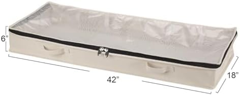 Household Essentials Cedarline Under Bed Storage Bag with Heavy‑Duty Cotton Canvas and Durable 3‑Sided Zipper, Natural Finish - Image 3