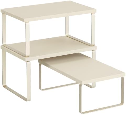 SONGMICS Set of 3 Cabinet Organizer Shelf, Stackable, Steel, Particleboard by SONGMICSbySONGMICSHOME