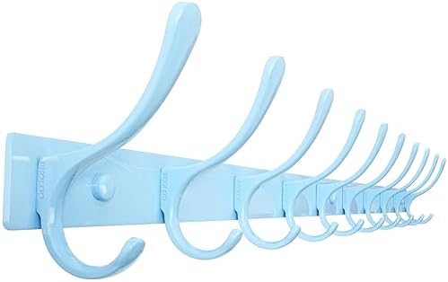 SKOLOO Coat Rack Wall Mounted - 10 Hooks, Heavy Duty, Stainless Steel, Metal Wall Hanger, Sturdy Coat Hooks for Hanging Coats, Jacket, Clothes, Hat, Blue by SKOLOO