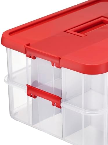 Tribello 2-Layer Christmas Ornament Storage Box Plastic - 24 Compartment Cchristmas Decoration Storage Box - Image 5