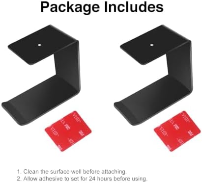 Aluminum Under-Desk Headphone Hanger with Strong Adhesive (2 Pack, Black) - Image 5