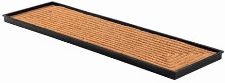 Anji Mountain Heavy Duty Waterproof Rubber Shoe Storage Mat Organizer/Boot Storage Multi Use for Entryway with Coir, Tan Rectangle Embossed Insert, Fits 4 Pair (46.5" Wide) by AnjiMountain