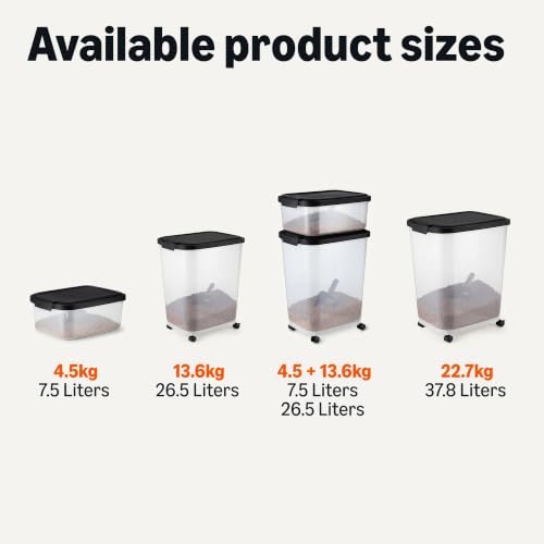 Amazon Basics Pet Food Storage Container with Wheels, BPA-Free, Detachable Scoop, 30lbs Capacity, Reliable Seal - Image 4