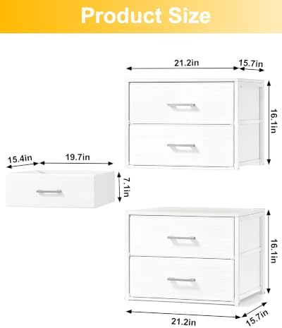 Fixwal Closet Drawers for Clothes, 2 Pack, 4 Drawers Stackable, 21.2" Wide - Image 2