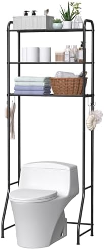 samstar 3 Tier Over The Toilet Storage Rack, Bathroom Organizer Shelves Cabinet Above Toilet, Freestanding Shelf Space Saver, Black - Image 3