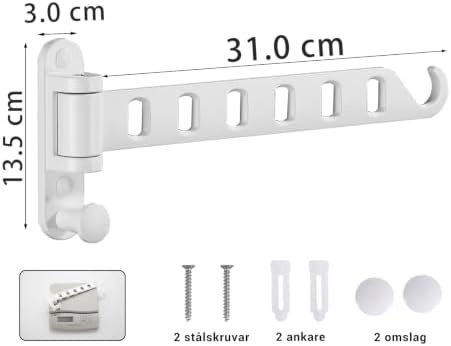 JOOM Clothes Drying Rack Wall Mounted, 13-Inch Foldable Arm, White 1 Pack - Image 4