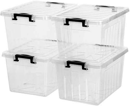 Citylife 22 Qt Plastic Storage Bins with Latching Lids 4 Packs by CitylifeHomeOrganization