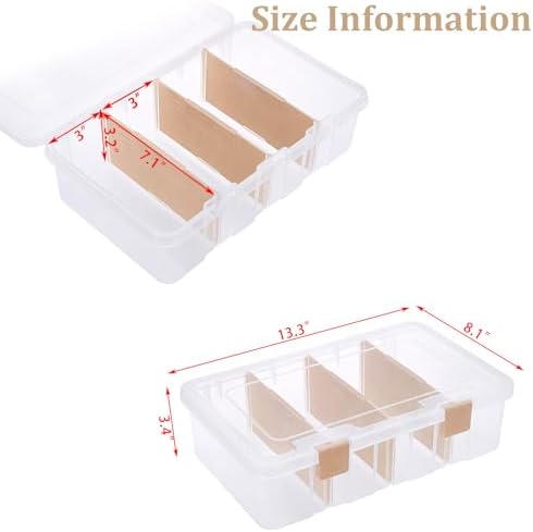 BTSKY Clear Plastic Dividing Storage Box with 4 Compartments Sewing Box - Image 3
