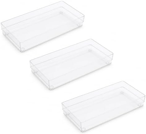LotFancy 3 Pack Stackable Clear Plastic Drawer Organizer, Cosmetic, 12x6x2 by LotFancy