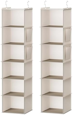 YOUDENOVA Hanging Closet Organizer and Storage, 6-Shelf, 2 Packs, Beige by YOUDENOVA
