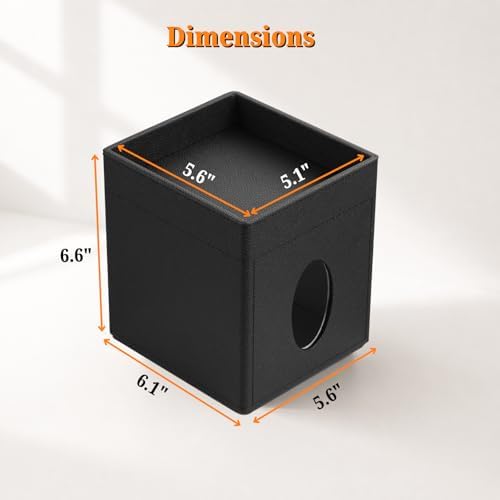 LAMOTI Leather Tissue Box Cover with Storage Tray, Square Facial Tissue Box Holder for Bathroom, Office Table, Countertop, Night Stand & More (Black) - Image 6