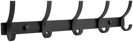 Optish Coat Rack Wall Mount, Coat Hook Wall Mount, Wall Hooks for Hanging, Hat Rack for Walls, Coats Hanger with 10 Hook, Towel Hooks for Bathrooms (1 Pack, Black) by Optish