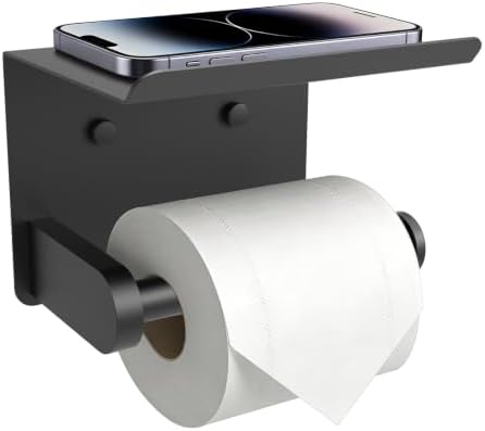 SetSail Toilet Paper Holder with Shelf, Matte Black by SetSail
