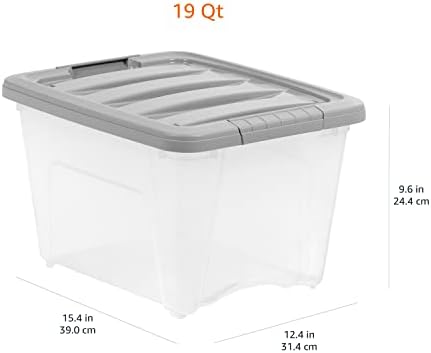 Amazon Basics Plastic Storage Containers with Secure Latching Lids, Stackable Organization Bins, Clear/Grey, 19 Quart, Set of 6 - Image 6