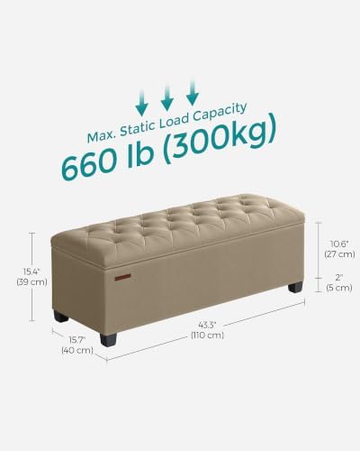 SONGMICS Storage Ottoman Bench, Foot Rest with Legs, Load up to 661.4 lb - Image 2
