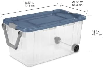 Clear Storage Bins 2 Pack, 160 Qt Wheeled Rolling Tote,Latch Lid,Stackable - Image 2