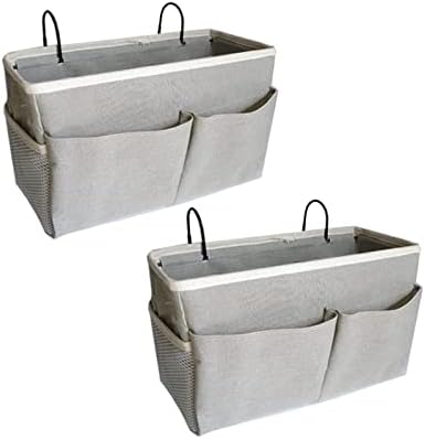 SMALL GOAL Bedside Caddy, Bedside Hanging Storage Organizer for College Dorm Bed, Bunk and Hospital Beds, Can be Placed Magazine, Books, Phones,Keys, kettle, Glasses (grey, 2pack) by Someteth