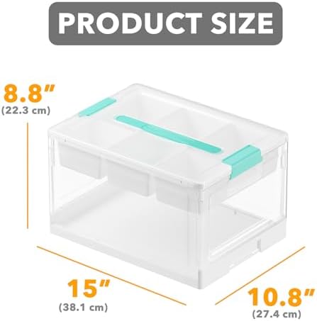 SpaceAid Craft Organizers and Storage - 24 QT Plastic Box Art Supply Storage Organizer Bin with Lid, Removable Trays and Dividers, Clear Container for Art and Craft Supplies,1 Pack - Image 3
