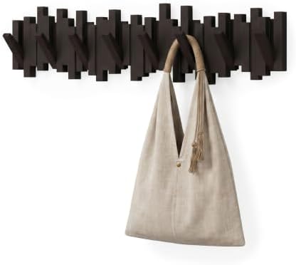 Umbra Sticks Wall Mount Coat Rack, 8 Hook Retractable Pegs, Espresso by Umbra