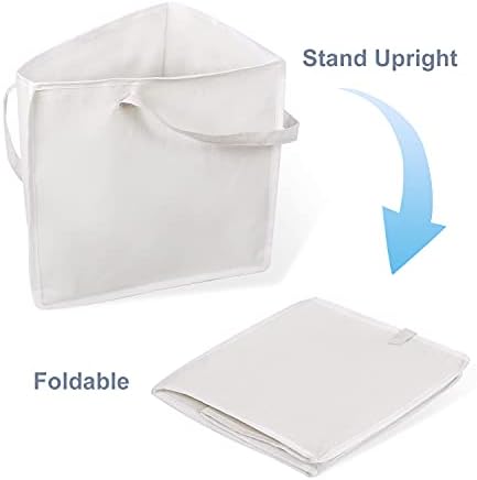 Foldable Triangle Hanger Bag with Handles, Space Saving Organisers Tidy Storage in Closets, 18" x 13" x 13.2", White, Cotton, Linen - Image 2