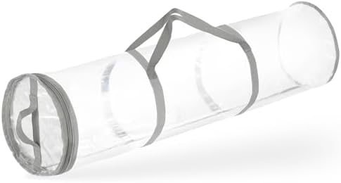 Hearth & Harbor Wrapping Paper Storage Container - Clear Wrapping Paper Holder Fits Up To 14 Rolls of 40" - Tear Proof Gift Wrap Organizer - Premium Bag for Easy Carrying, Silver - Image 5