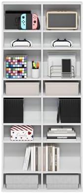 Furinno Jaya DVD Shelf, 16-Shelf Wide CD Rack, Media Shelf with Adjustable Shelves, 8 x 2 DVD Storage Cabinets for CD Bluray Game Disc, Easy Assembly, for Living Room, Home Office, White - Image 5