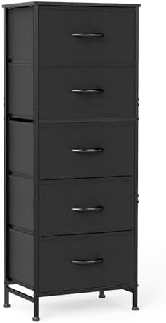 Sweetcrispy Black Storage Drawer Bedroom Dresser, Tall Dresser for Closet by Sweetcrispy